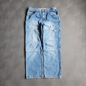 Vintage Brooklyn Express Baggy Double Knee Blue Denim Jeans 38x34